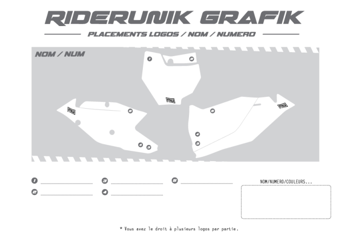 KIT DECO FONDS DE PLAQUES KTM 100% PERSO