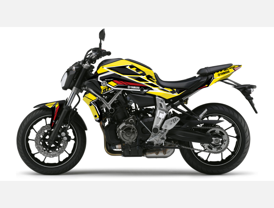 KIT DECO YAMAHA MT 07 CORP JAUNE 1