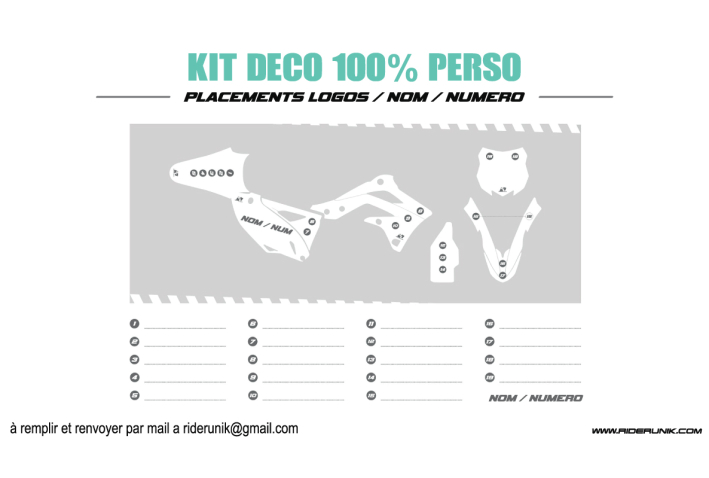 KIT DECO YCF 100% PERSONNALISE