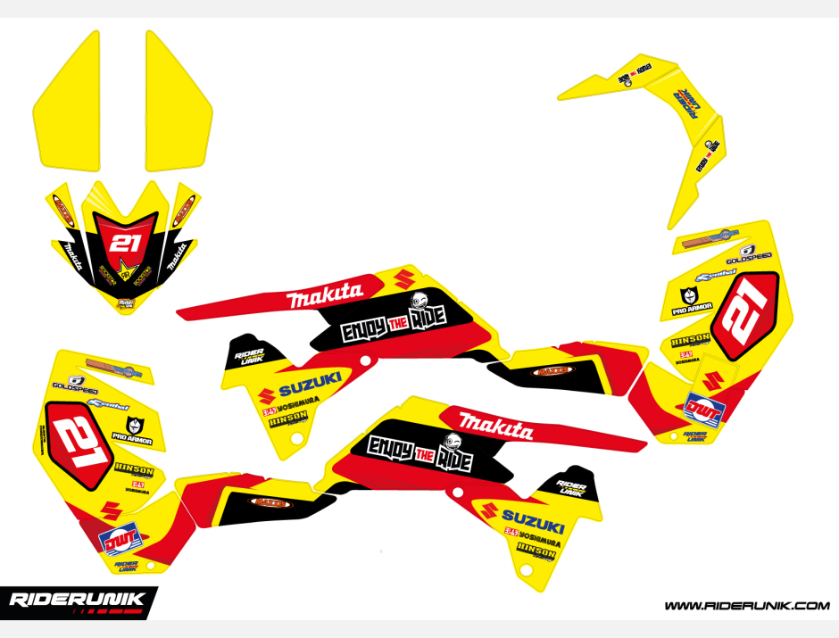 Kit déco quad Suzuki ENJOY THE RIDE Jaune/Rouge 1