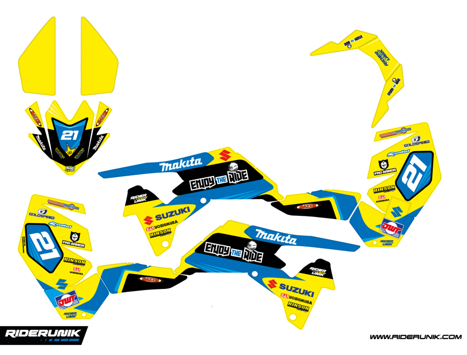 Kit déco quad Suzuki ENJOY THE RIDE Jaune/Bleu 1