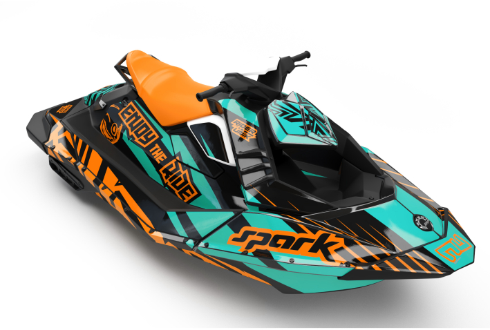 KIT DECO SEA-DOO SPARK ENJOY THE RIDE AQUA/ORANGE FULL