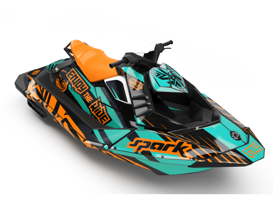 KIT DECO SEA-DOO SPARK ENJOY THE RIDE AQUA/ORANGE FULL 1