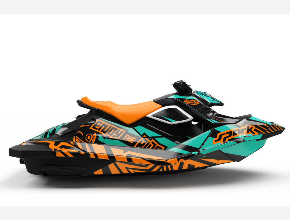 KIT DECO SEA-DOO SPARK ENJOY THE RIDE AQUA/ORANGE FULL 2