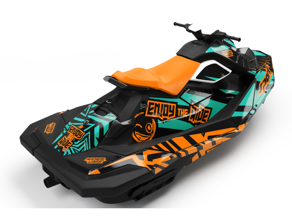KIT DECO SEA-DOO SPARK ENJOY THE RIDE AQUA/ORANGE FULL 3