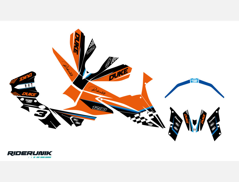 KIT DECO KTM DUKE / SUPERDUKE CHECK ORANGE 2