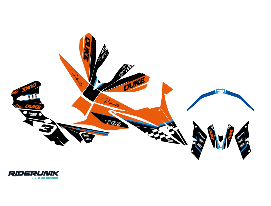 KIT DECO KTM DUKE / SUPERDUKE CHECK ORANGE 2