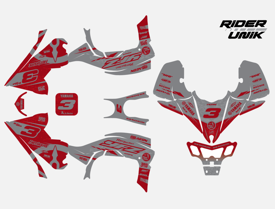 Kit déco quad Yfz-R PHELIX DEEP RED 2