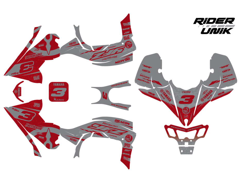 Kit déco quad Yfz-R PHELIX DEEP RED 2