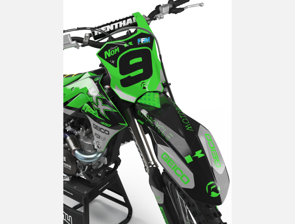 KIT DECO MOTOCROSS KAWASAKI LIZ GREEN 3