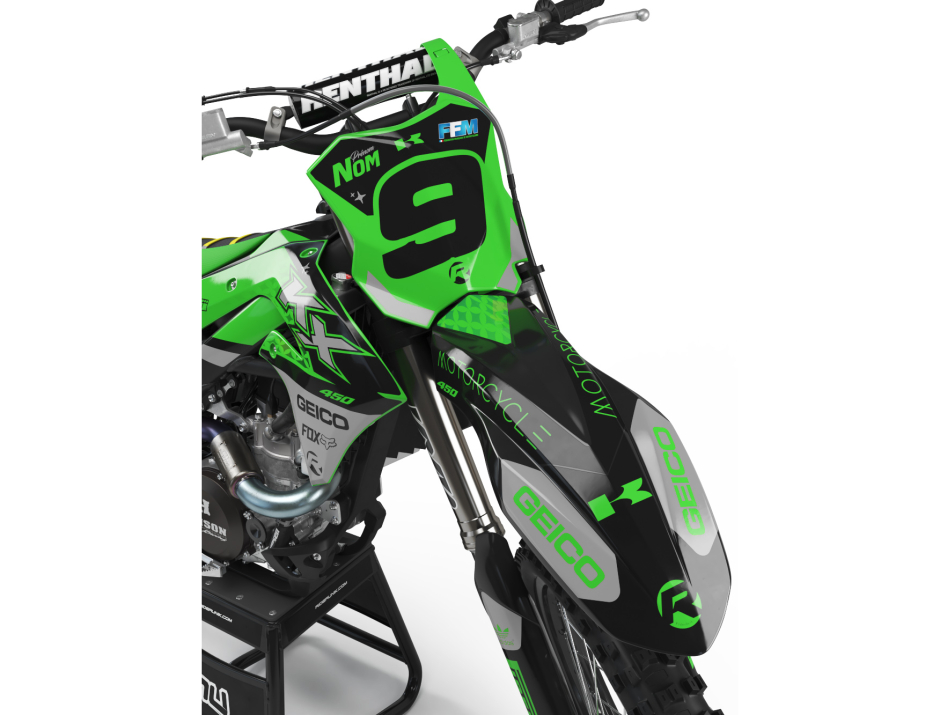 KIT DECO MOTOCROSS KAWASAKI LIZ GREEN 3