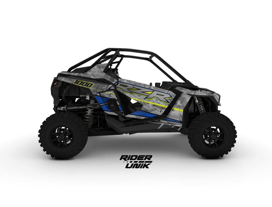KIT DECO SSV POLARIS RZR CAMO CITRON BLEU 1