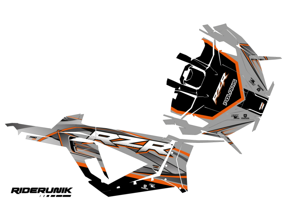 KIT DECO SSV POLARIS RZR RUX ORANGE GRIS 2
