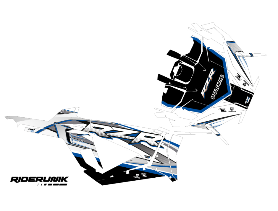 KIT DECO SSV POLARIS RZR RUX BLANC BLEU 2