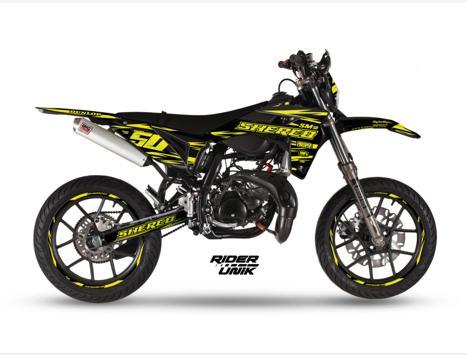 Kit déco complet RiderUnik SHERCO 50 SM ATK YELLOW FLUO 1