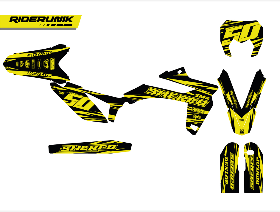 Kit déco complet RiderUnik SHERCO 50 SM ATK YELLOW FLUO 2