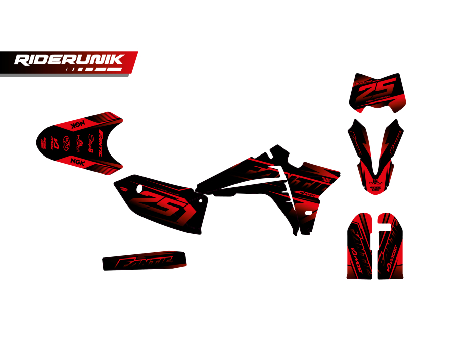 Kit déco complet RiderUnik FANTIC 50 EVO RED 2