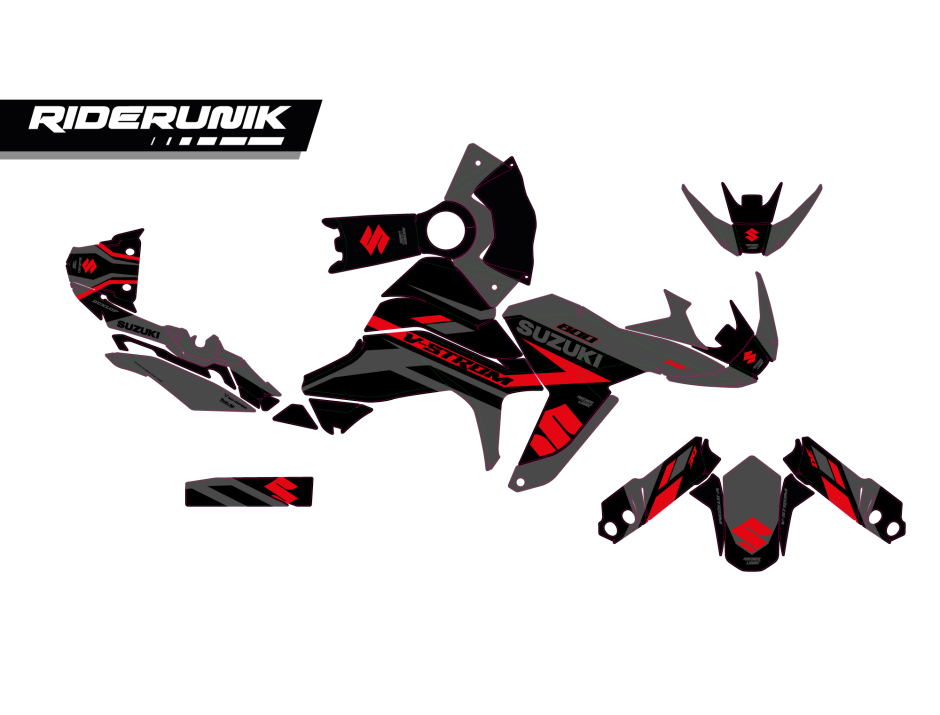 KIT DECO SUZUKI 800 V-STROM RAZOR BLACK RED 2