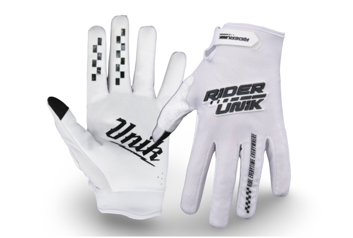 Gants motocross RiderUnik SOBER White – Grip & légèreté