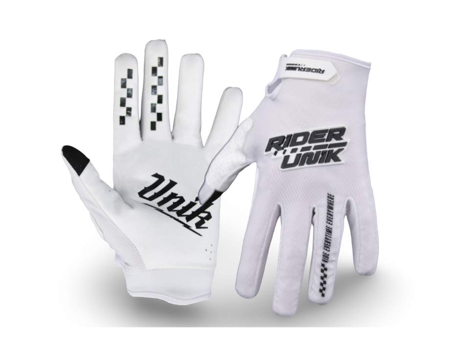 Gants motocross RiderUnik SOBER White – Grip & légèreté 1