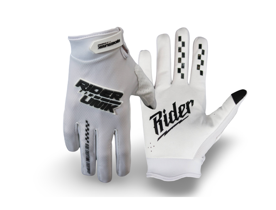 Gants motocross RiderUnik SOBER White – Grip & légèreté 2
