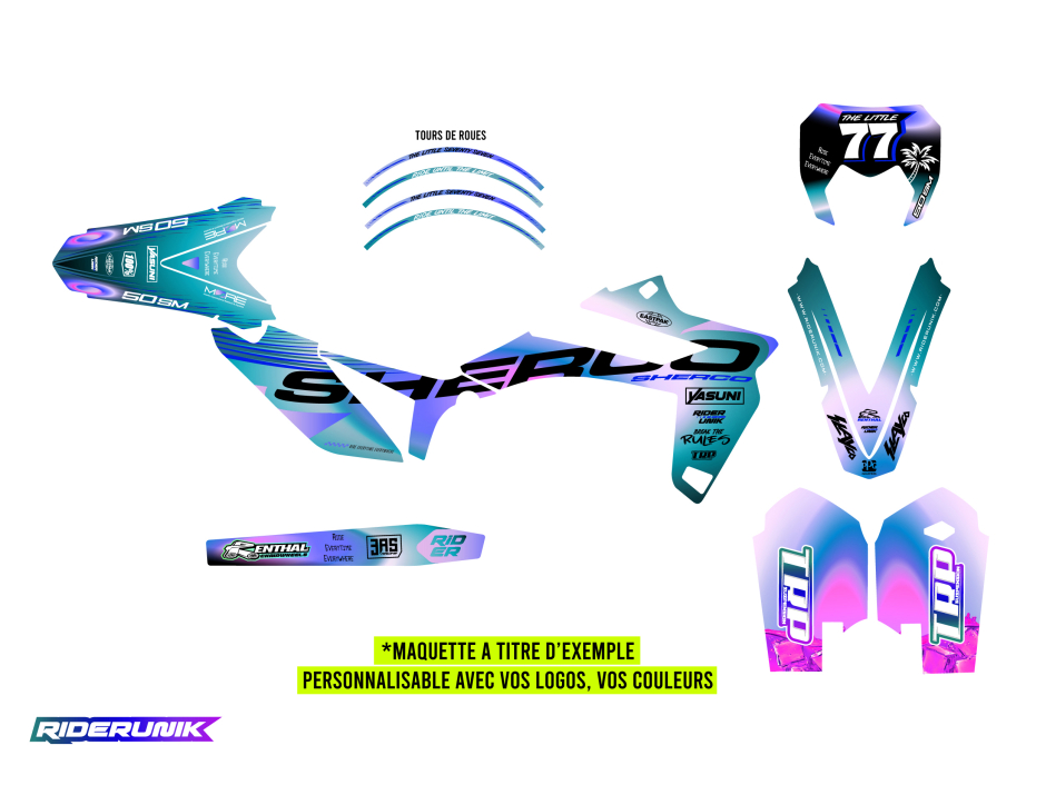 Kit déco Sherco 50 SM personnalisable – RiderUnik LILMO NEON 2