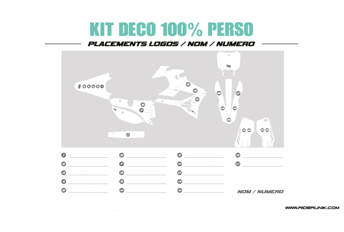 KIT DECO MOTOCROSS COMPATIBLE TM 100% PERSO