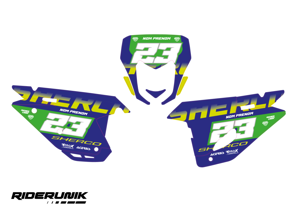 KIT DECO FONDS DE PLAQUES SHERCO HARD BLUE 3